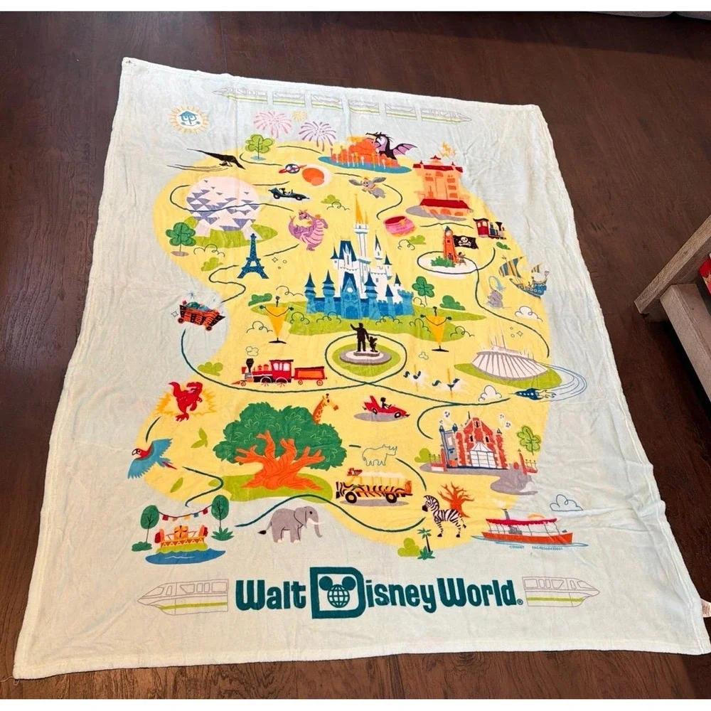 Disney Parks Throw Blanket Four Parks Map WDW
